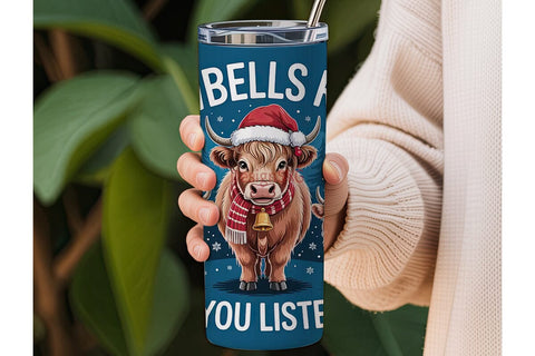 Highland Cow Christmas 20oz Tumbler Wrap Sublimation DesignSVG 