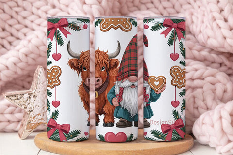 Highland Cow Christmas 20oz Tumbler Wrap Sublimation DesignSVG 