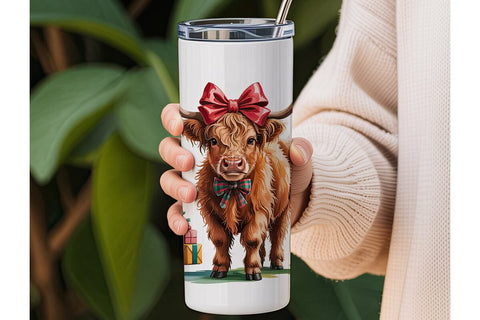 Highland Cow Christmas 20oz Tumbler Wrap Sublimation DesignSVG 