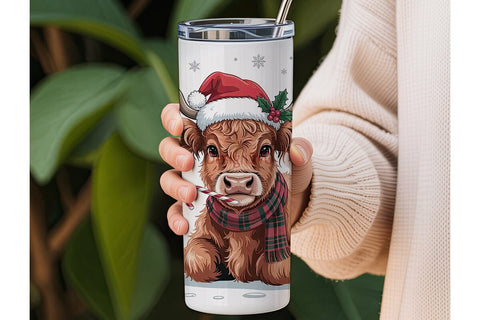 Highland Cow Christmas 20oz Tumbler Wrap Sublimation DesignSVG 