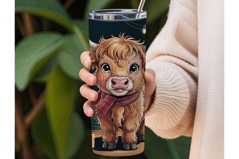 Highland Cow Christmas 20oz Tumbler Wrap Sublimation DesignSVG 