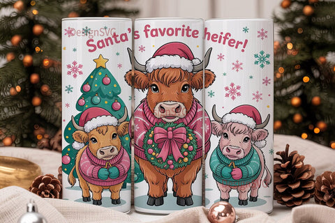 Highland Cow Christmas 20oz Tumbler Wrap Sublimation DesignSVG 