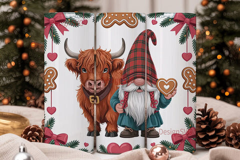 Highland Cow Christmas 20oz Tumbler Wrap Sublimation DesignSVG 