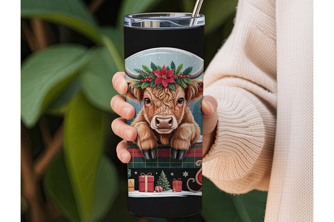Highland Cow Christmas 20oz Tumbler Wrap Sublimation DesignSVG 