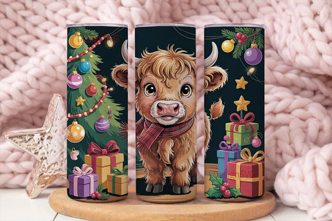 Highland Cow Christmas 20oz Tumbler Wrap Sublimation DesignSVG 