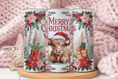 Highland Cow Christmas 20oz Tumbler Wrap Sublimation DesignSVG 