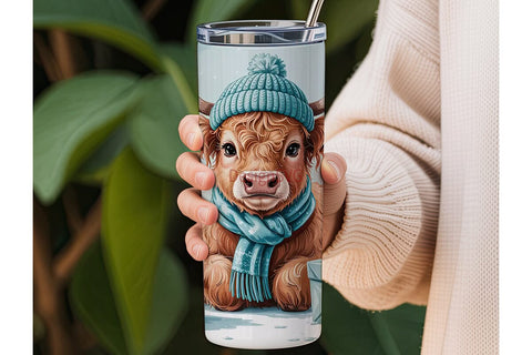 Highland Cow Christmas 20oz Tumbler Wrap Sublimation DesignSVG 