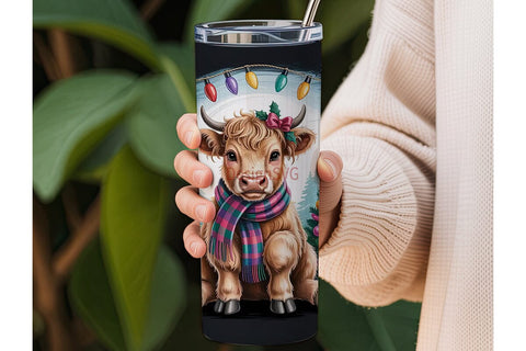 Highland Cow Christmas 20oz Tumbler Wrap Sublimation DesignSVG 