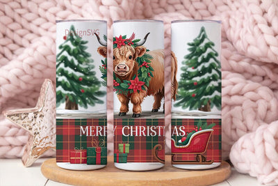 Highland Cow Christmas 20oz Tumbler Wrap Sublimation DesignSVG 