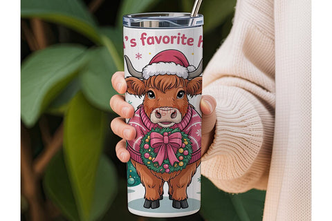 Highland Cow Christmas 20oz Tumbler Wrap Sublimation DesignSVG 