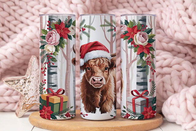 Highland Cow Christmas 20oz Tumbler Wrap Sublimation DesignSVG 
