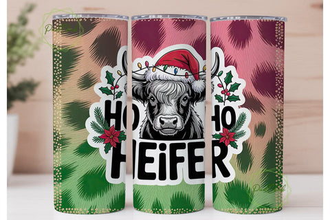 Highland Cow Christmas 20oz Tumbler Wrap Sublimation PixelChick 