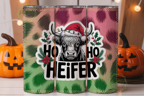 Highland Cow Christmas 20oz Tumbler Wrap Sublimation PixelChick 