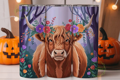 Highland Cow Christmas 20oz Tumbler Wrap Sublimation PixelChick 