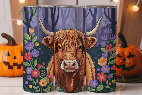 Highland Cow Christmas 20oz Tumbler Wrap Sublimation PixelChick 