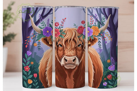 Highland Cow Christmas 20oz Tumbler Wrap Sublimation PixelChick 