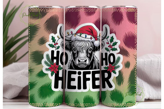 Highland Cow Christmas 20oz Tumbler Wrap Sublimation PixelChick 