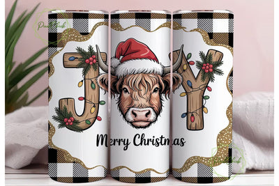 Highland Cow Christmas 20oz Tumbler Wrap Sublimation PixelChick 