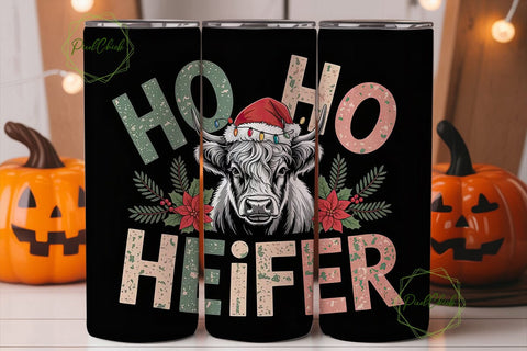 Highland Cow Christmas 20oz Tumbler Wrap Sublimation PixelChick 