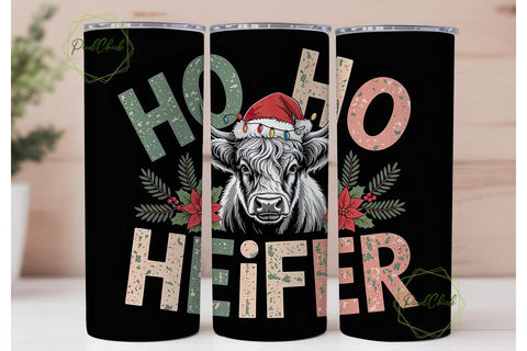Highland Cow Christmas 20oz Tumbler Wrap Sublimation PixelChick 