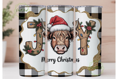 Highland Cow Christmas 20oz Tumbler Wrap Sublimation PixelChick 