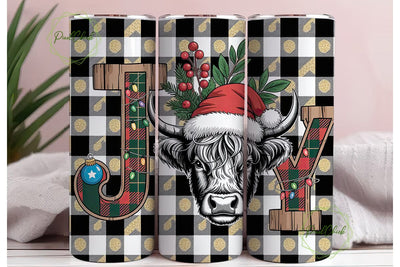 Highland Cow Christmas 20oz Tumbler Wrap Sublimation PixelChick 