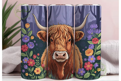 Highland Cow Christmas 20oz Tumbler Wrap Sublimation PixelChick 