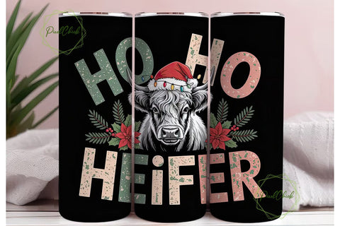 Highland Cow Christmas 20oz Tumbler Wrap Sublimation PixelChick 
