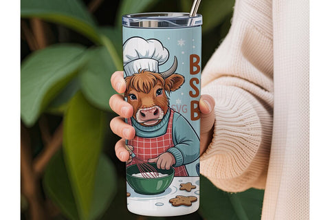 Highland Cow Christmas Baking Tumbler Sublimation DesignSVG 