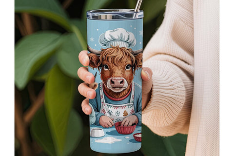 Highland Cow Christmas Baking Tumbler Sublimation DesignSVG 