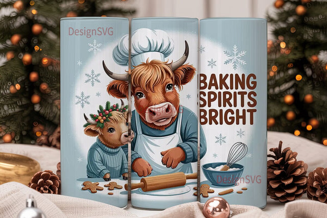 Highland Cow Christmas Baking Tumbler Sublimation DesignSVG 