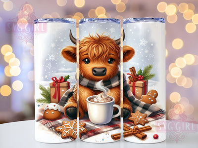 Highland Cow Christmas, Festive Cow Tumbler, Holiday Drinkware, Cute Cow Gift, Rustic Christmas Decor, Farmhouse Tumbler, Sublimation PNG Design Sublimation SvggirlplusArt 