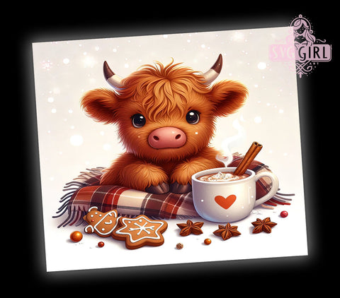 Highland Cow Christmas, Festive Cow Tumbler, Holiday Drinkware, Cute Cow Gift, Rustic Christmas Decor, Farmhouse Tumbler, Sublimation PNG Design Sublimation SvggirlplusArt 