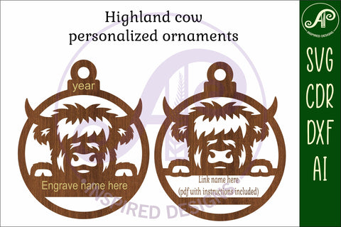 Highland cow Christmas Ornament SVG SVG APInspireddesigns 