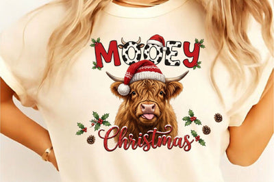 Highland Cow Christmas PNG Design Sublimation SVGista 