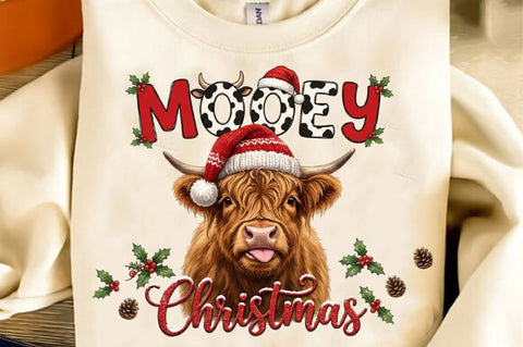 Highland Cow Christmas PNG Design Sublimation SVGista 