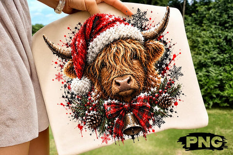 Highland Cow Christmas Sublimation PNG SVG DesignDestine 