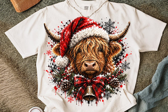 Highland Cow Christmas Sublimation PNG SVG DesignDestine 