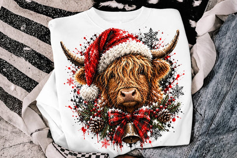 Highland Cow Christmas Sublimation PNG SVG DesignDestine 