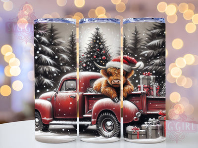 Highland Cow Christmas Truck 20oz Tumbler, Highland Cow Tumbler, Christmas Truck Design, Holiday Drinkware, 20oz Sublimation, Festive Tumbler Wrap, Cow Decor, Christmas Gift Sublimation SvggirlplusArt 