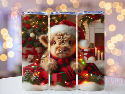 Highland Cow Christmas Tumbler, Festive Cow Wrap, Holiday Cow Sublimation Design, 20oz Christmas Cow Tumbler, Whimsical Holiday Mug, Cute Highland Cow Cup, Rustic Christmas Art Sublimation SvggirlplusArt 