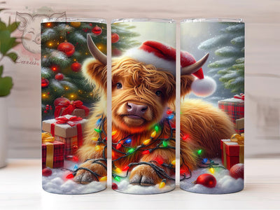 Highland Cow Christmas Tumbler, Festive Farm Animal Wrap, 20oz Tumbler Sublimation, Holiday Cow Design, Cute Winter Tumbler, Rustic Christmas Sublimation, Cozy Cow Wrap Sublimation Lara' s Designs 