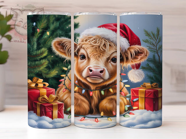 Highland Cow Christmas Tumbler, Festive Farm Animal Wrap, 20oz Tumbler Sublimation, Holiday Cow Design, Cute Winter Tumbler, Rustic Christmas Sublimation, Cozy Cow Wrap Sublimation Lara' s Designs 