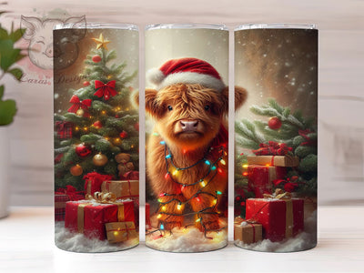 Highland Cow Christmas Tumbler, Festive Farm Animal Wrap, 20oz Tumbler Sublimation, Holiday Cow Design, Cute Winter Tumbler, Rustic Christmas Sublimation, Cozy Cow Wrap Sublimation Lara' s Designs 
