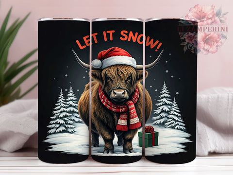 Highland Cow Christmas Tumbler, Let It Snow Tumbler Wrap, 20oz Sublimation Design, Winter Cow Tumbler, Holiday Tumbler Wrap, Digital Download PNG, Festive Cow Tumbler Sublimation Li Zamperini 