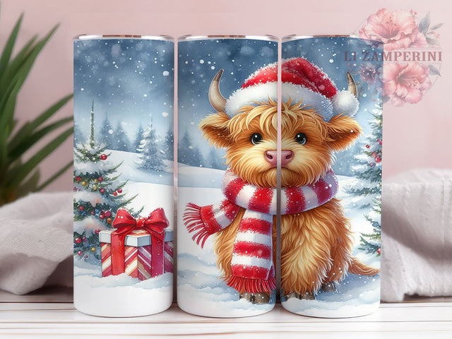 Highland Cow Christmas Tumbler, Let It Snow Tumbler Wrap, 20oz Sublimation Design, Winter Cow Tumbler, Holiday Tumbler Wrap, Digital Download PNG, Festive Cow Tumbler Sublimation Li Zamperini 