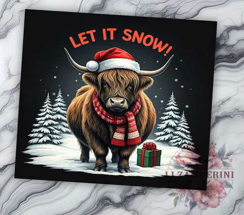 Highland Cow Christmas Tumbler, Let It Snow Tumbler Wrap, 20oz Sublimation Design, Winter Cow Tumbler, Holiday Tumbler Wrap, Digital Download PNG, Festive Cow Tumbler Sublimation Li Zamperini 