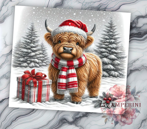 Highland Cow Christmas Tumbler, Let It Snow Tumbler Wrap, 20oz Sublimation Design, Winter Cow Tumbler, Holiday Tumbler Wrap, Digital Download PNG, Festive Cow Tumbler Sublimation Li Zamperini 