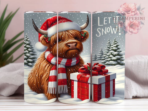 Highland Cow Christmas Tumbler, Let It Snow Tumbler Wrap, 20oz Sublimation Design, Winter Cow Tumbler, Holiday Tumbler Wrap, Digital Download PNG, Festive Cow Tumbler Sublimation Li Zamperini 