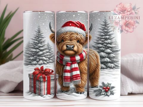 Highland Cow Christmas Tumbler, Let It Snow Tumbler Wrap, 20oz Sublimation Design, Winter Cow Tumbler, Holiday Tumbler Wrap, Digital Download PNG, Festive Cow Tumbler Sublimation Li Zamperini 